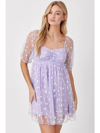 lavender tulle daisy dress