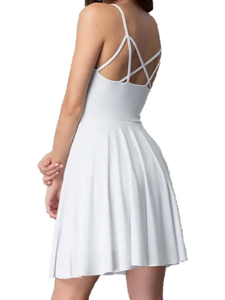white strappy back dress