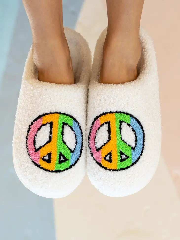 Malibu Sugar - Tween - Plush Peace Sign Slippers main image 0