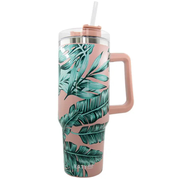 Katydid Groovy Flowers 40 oz. Tumbler Cup with Handle