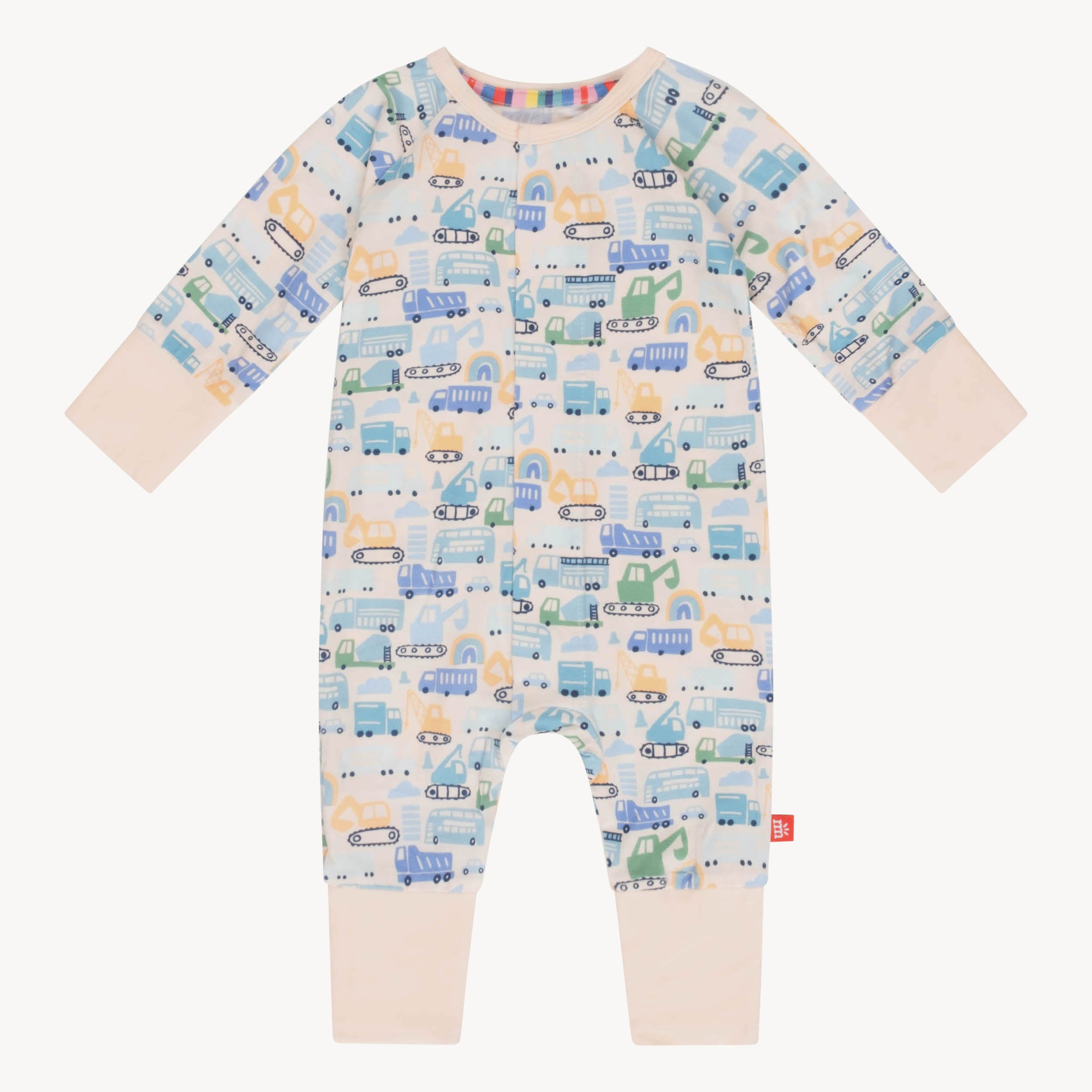 Boys Red Truck on Black Stripe Romper by Three Sisters main image 1