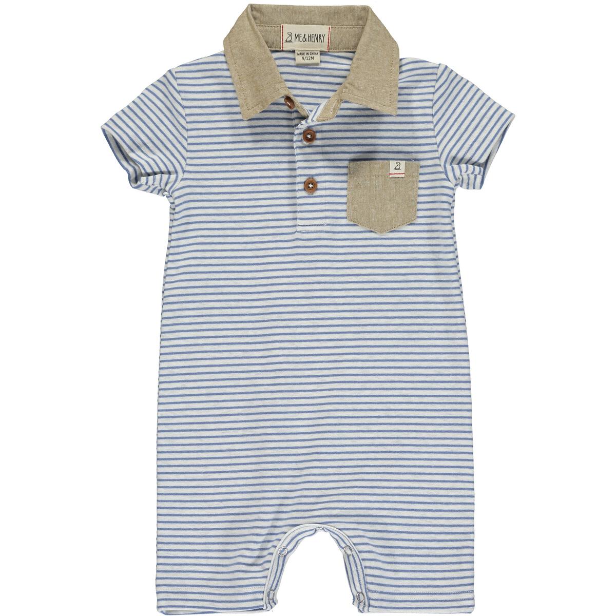 Blue Polo Style Half Sleeve Baby Romper