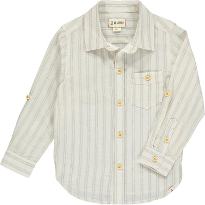 grey/white stripe cotton merchant long sleeved shirt