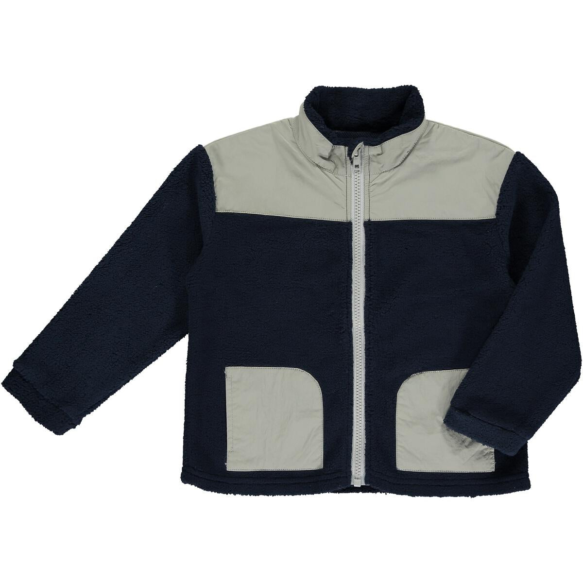 navy/gray husky sherpa jacket