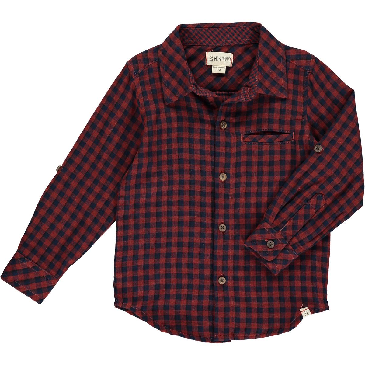 rust/navy atwood plaid woven shirt