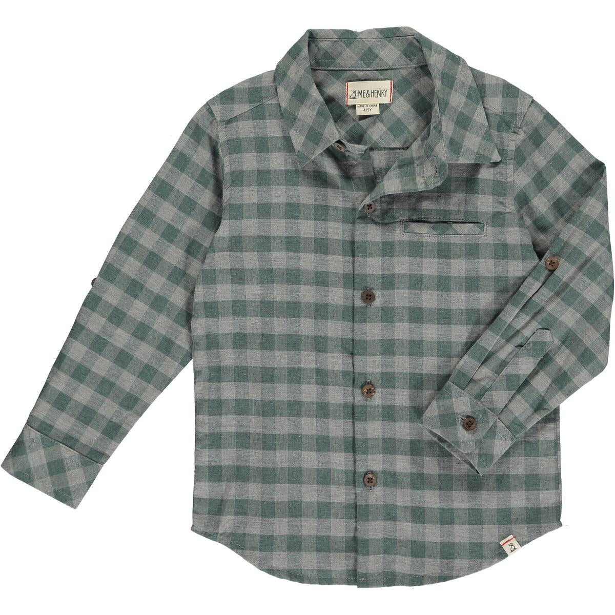 sage/grey atwood plaid woven shirt
