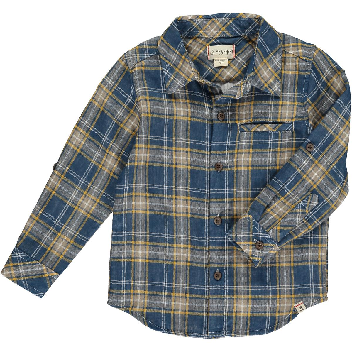 blue/gold atwood plaid woven shirt