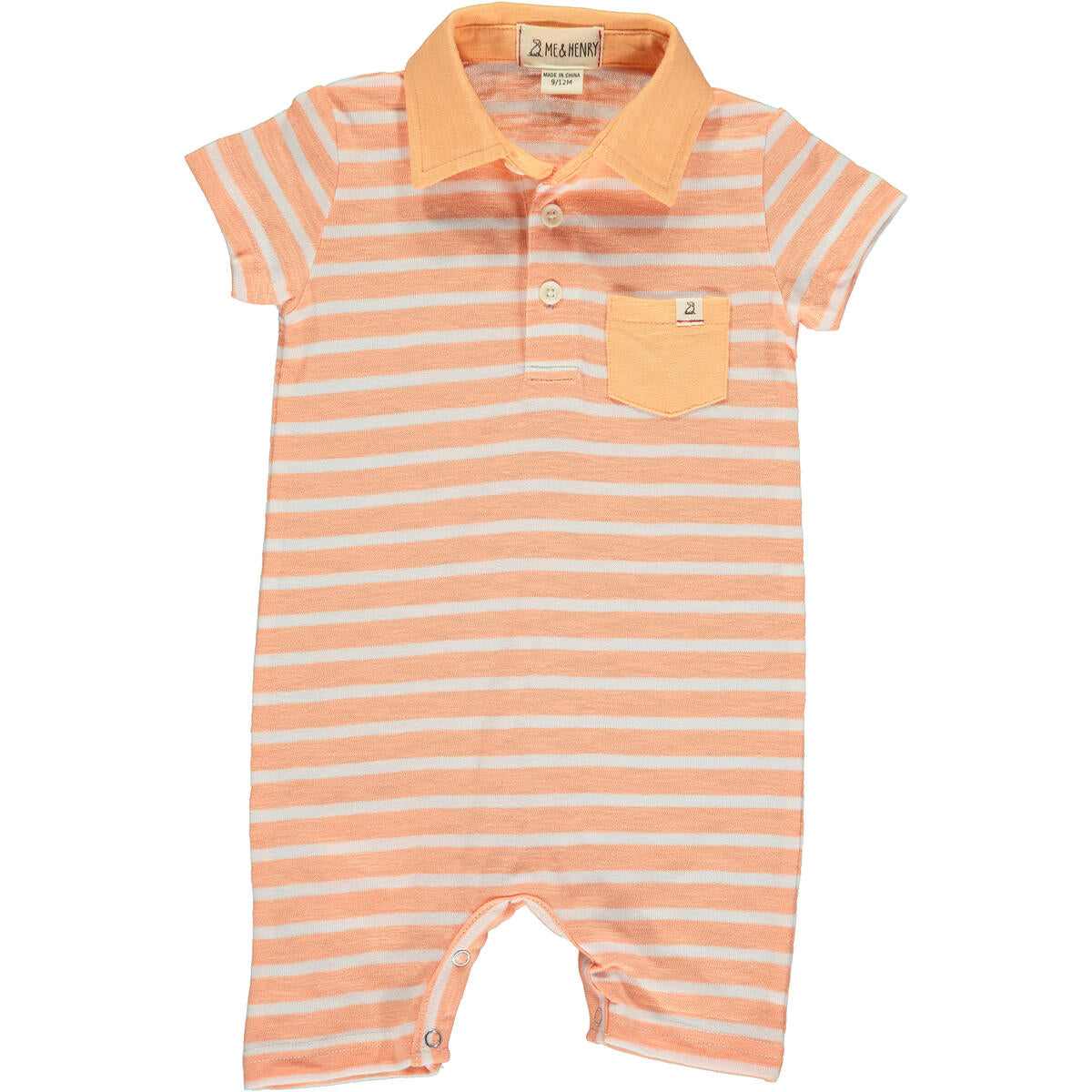 saltash peach and white stripe polo romper