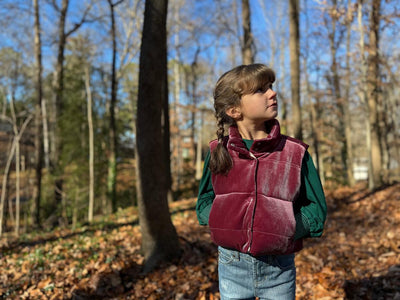 parker cranberry velvet vest