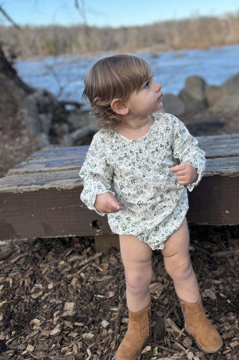 ale green floral bubble romper