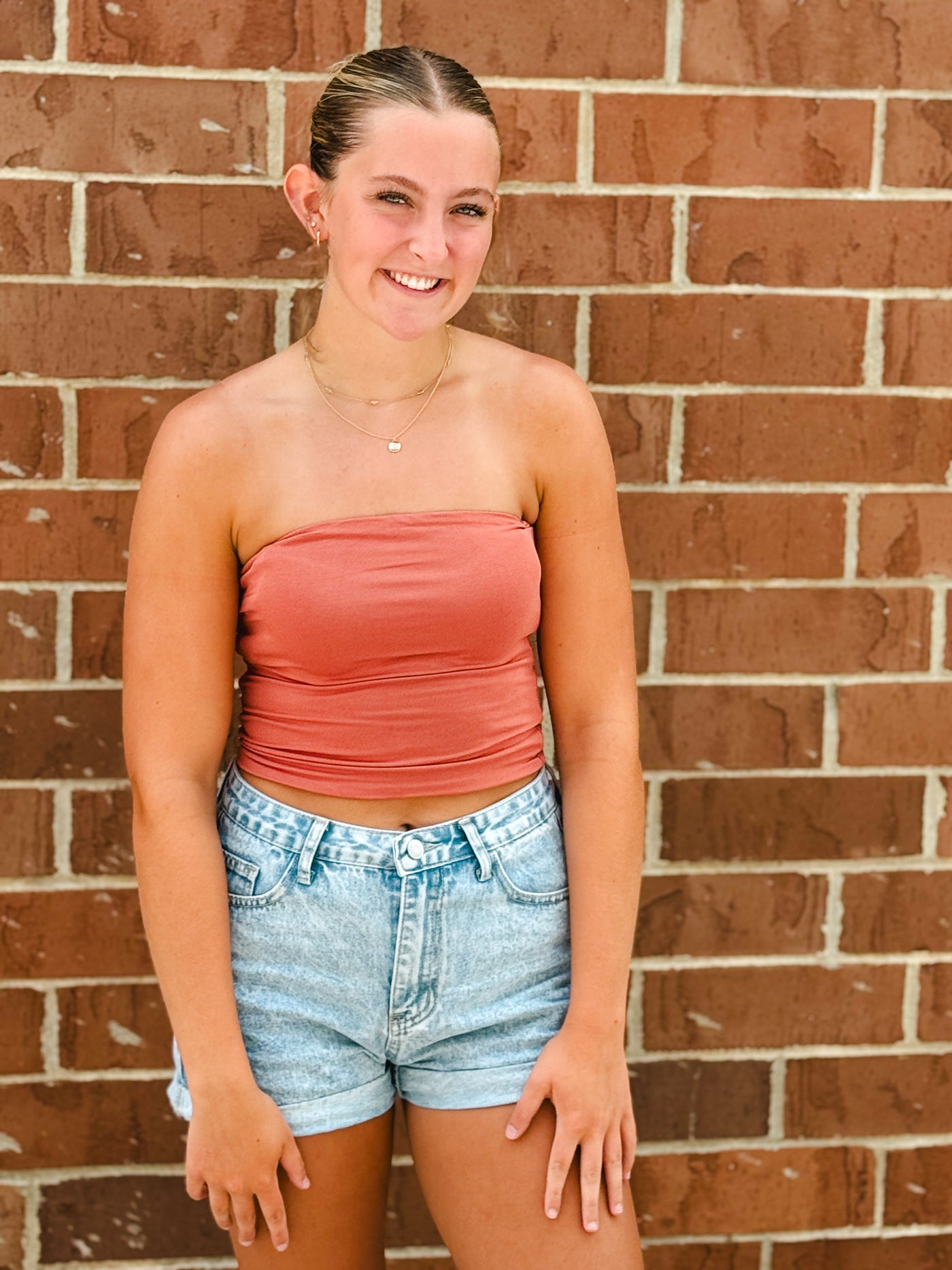 terracotta bandeau crop top