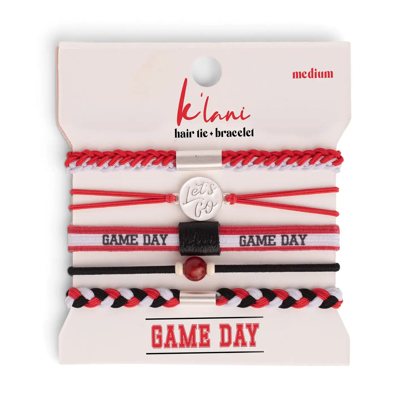 Game Day Black and Red Game Day Hair Tie Bracelet