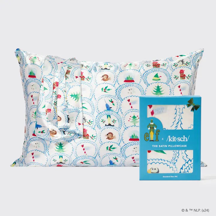 elf x kitsch satin pillowcase north pole