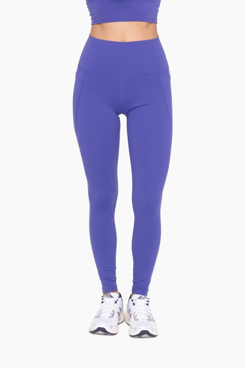 orient blue tapered band essential solid high waisted athletic legging