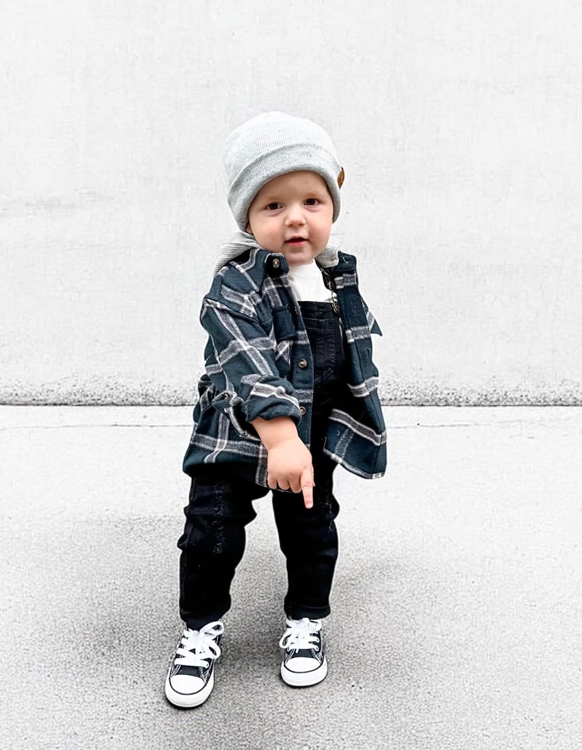 little bipsy hooded flannel - night fall