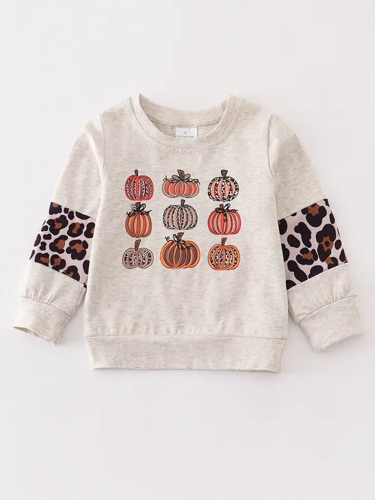 leopard pumpkin girl sweatshirt