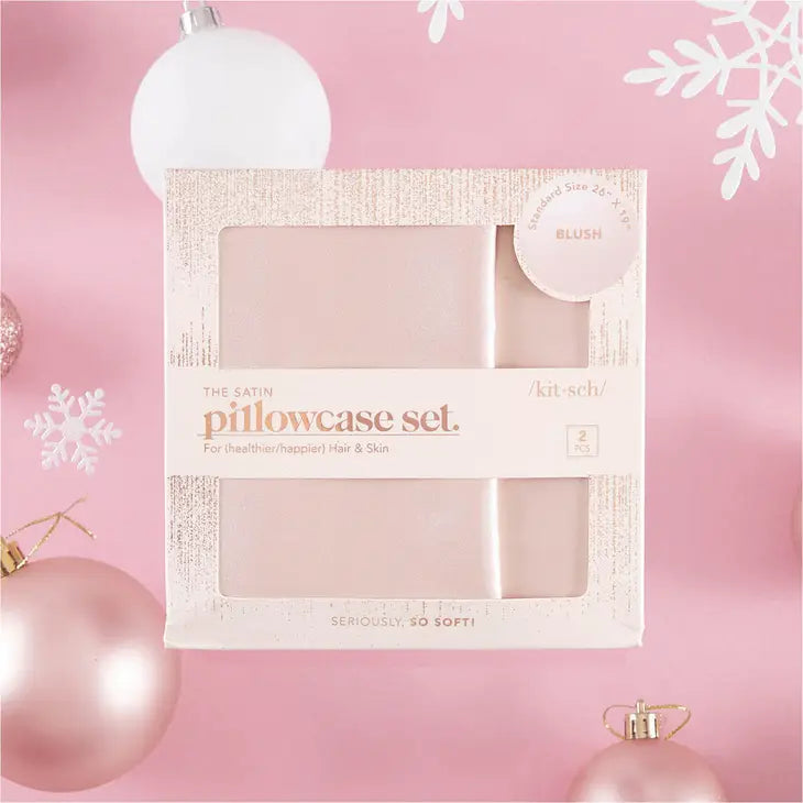 holiday satin pillowcases 2 pc set blush