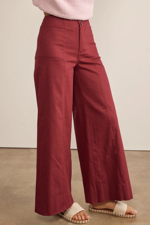 burgundy flattering wide leg pant