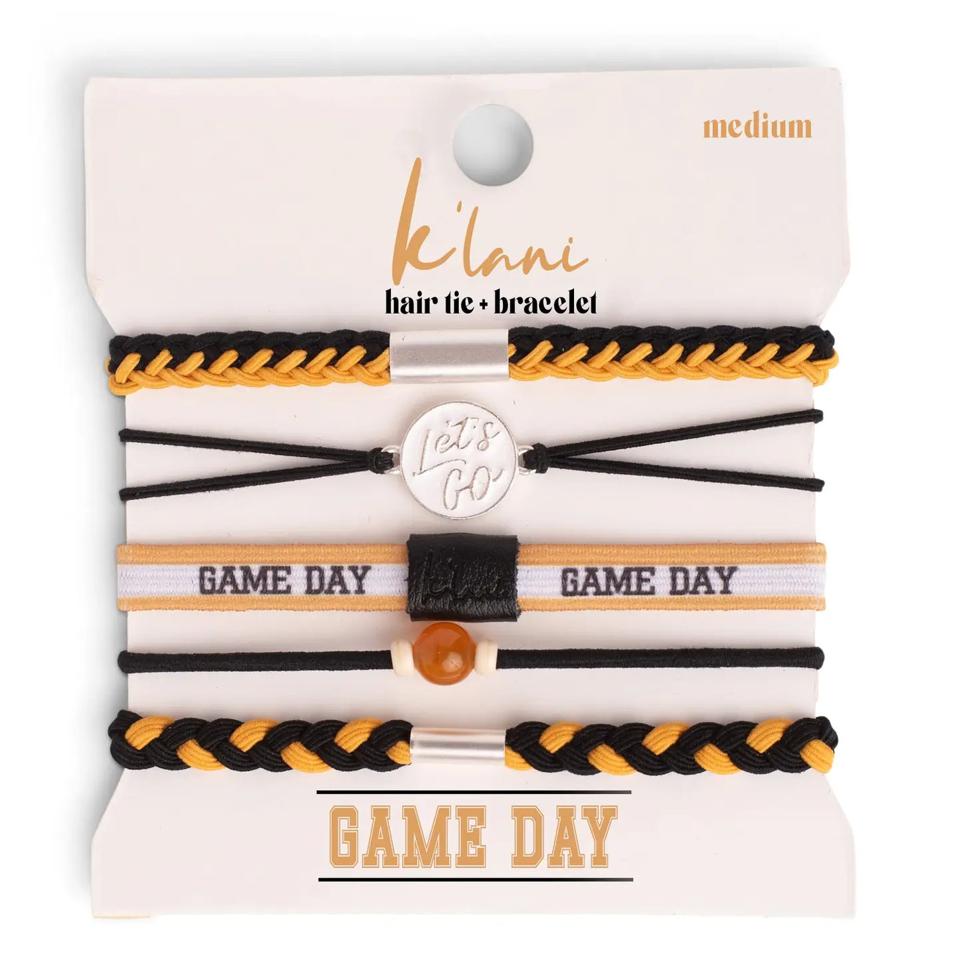 Game Day Black and Gold Game Day Hair Tie Bracelet