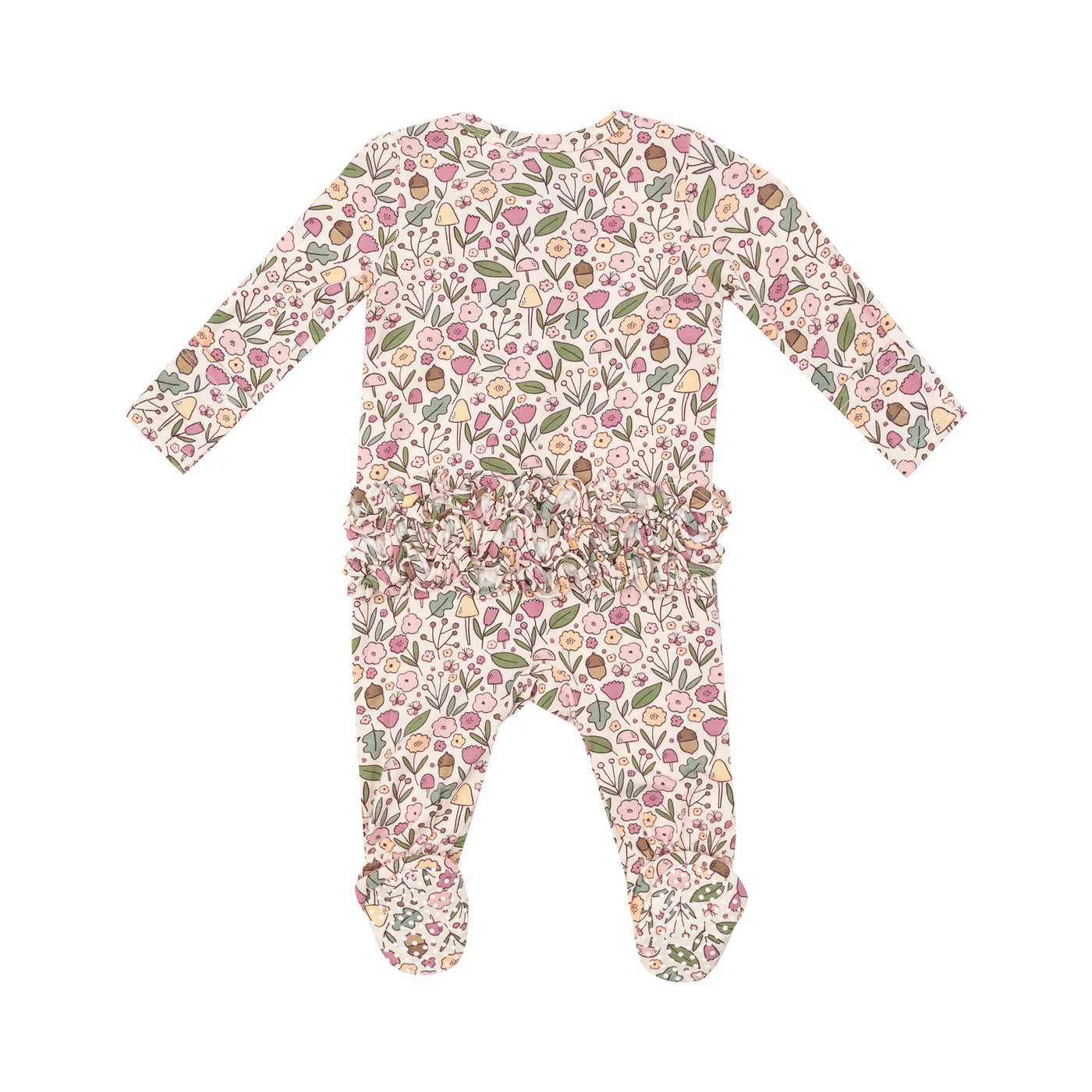 acorn floral 2 way zipper footie