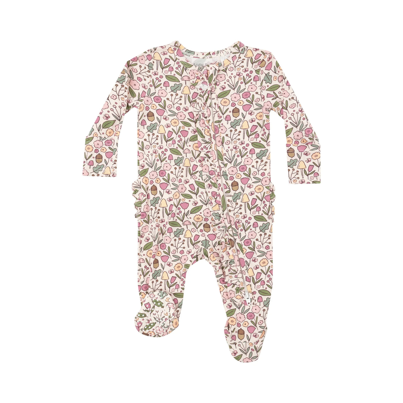 acorn floral 2 way zipper footie