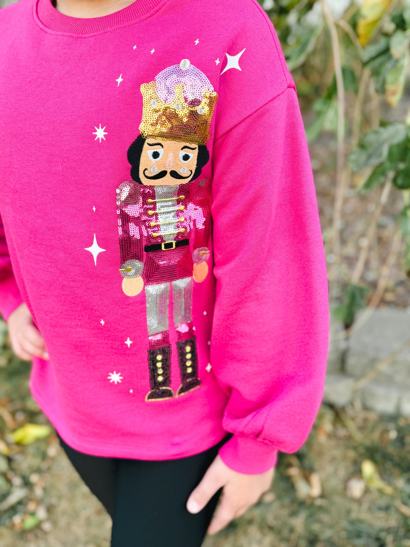 nutcracker sequins embroidered ls top