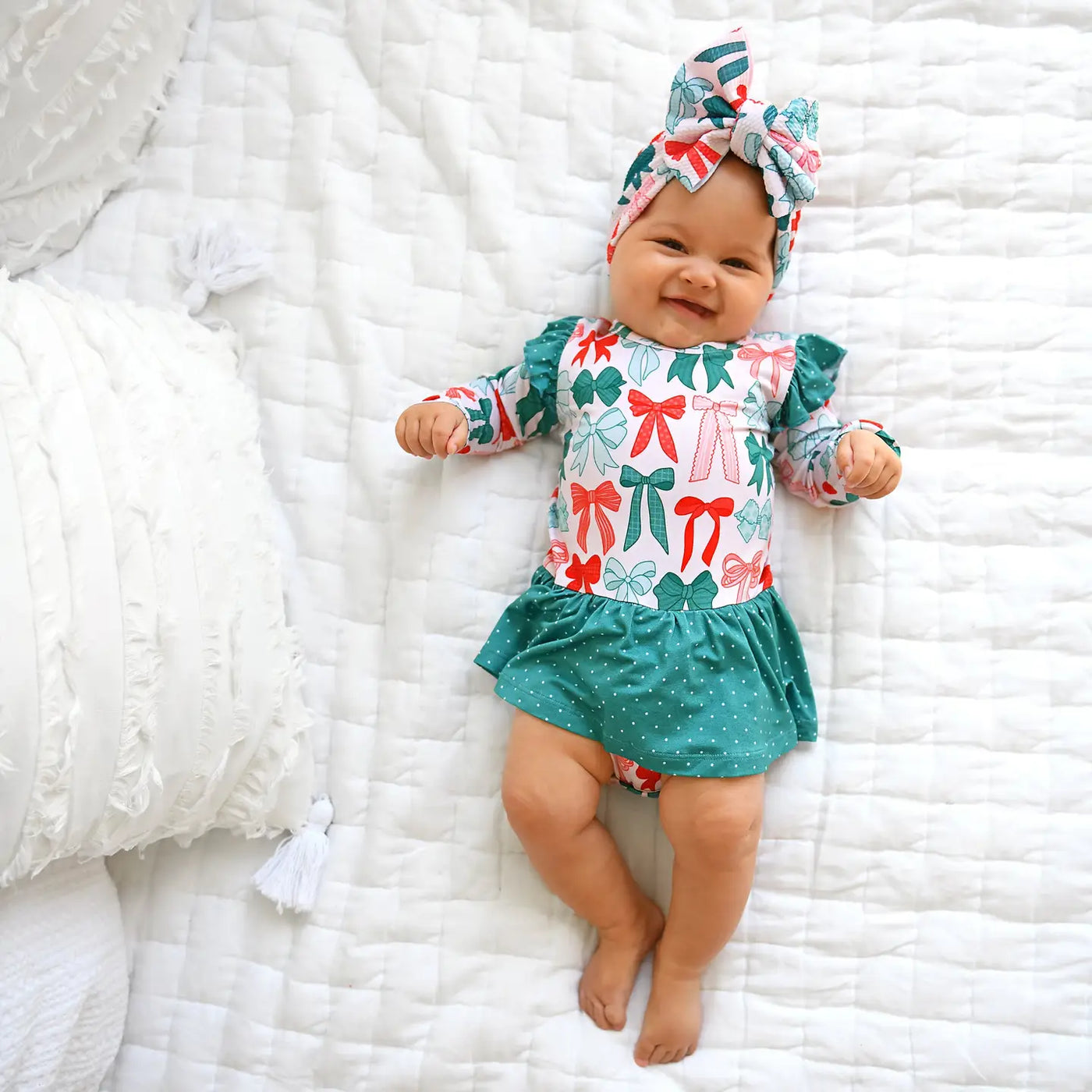 belle bows tutu christmas bamboo dress onesie