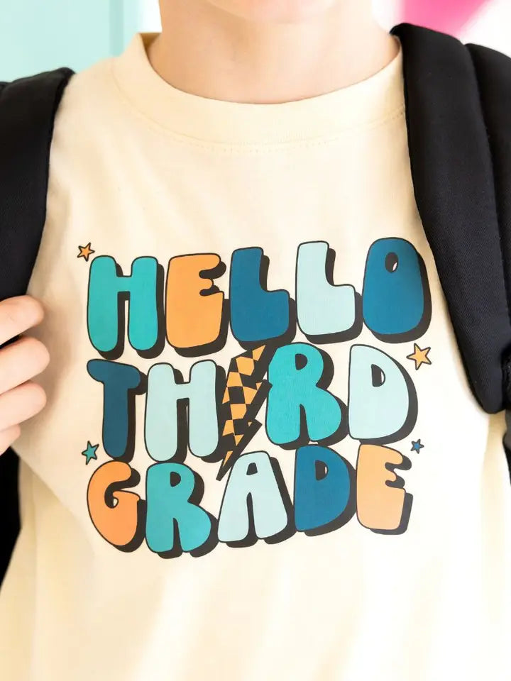 hello third grade short sleeve tee