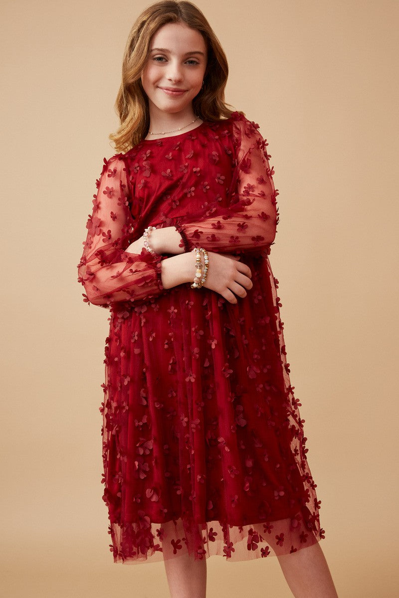 burgundy floral applique dress – Sugar-N-Spice Children's and Tween ...