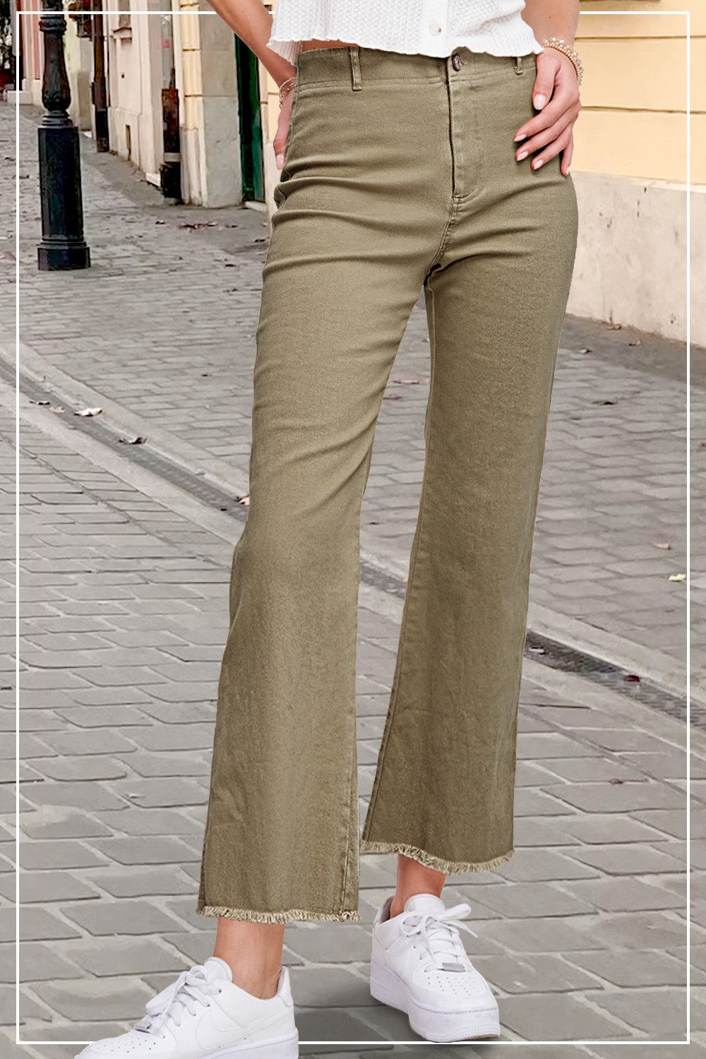 faded olive judy wide leg crop