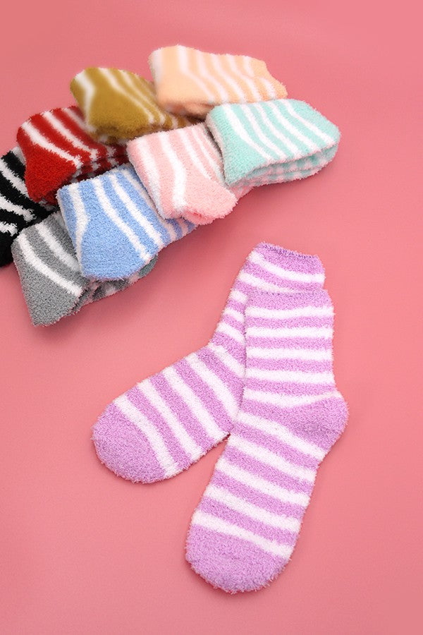 warm fleece stripe fuzzy socks