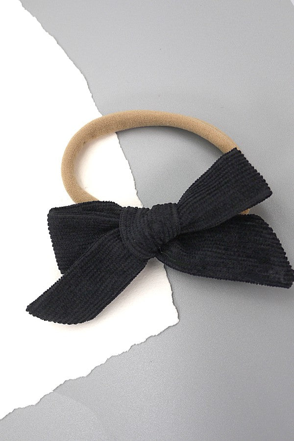 corduroy bow hair ties