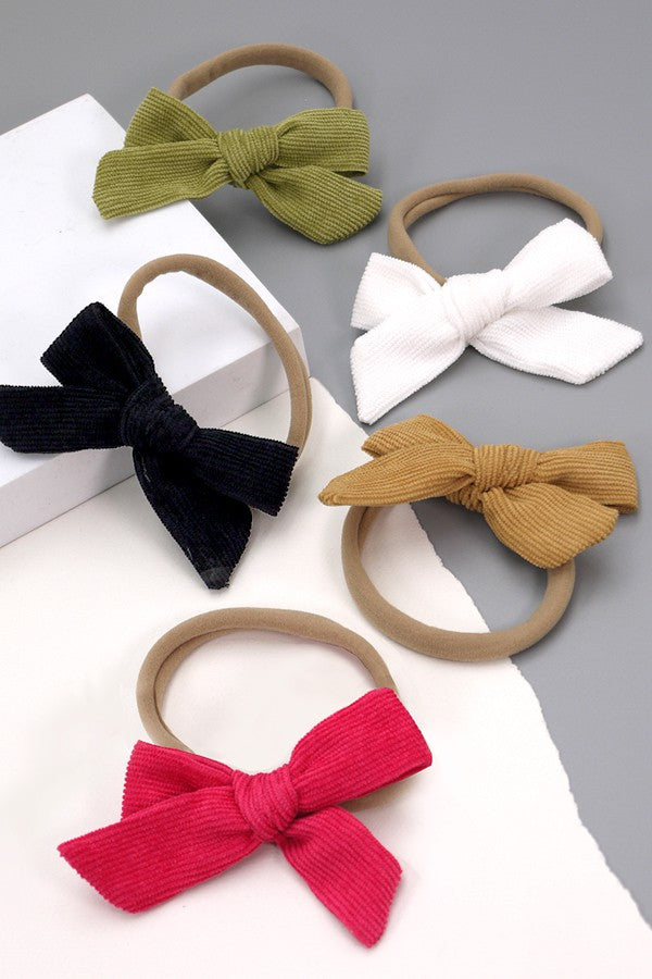 corduroy bow hair ties