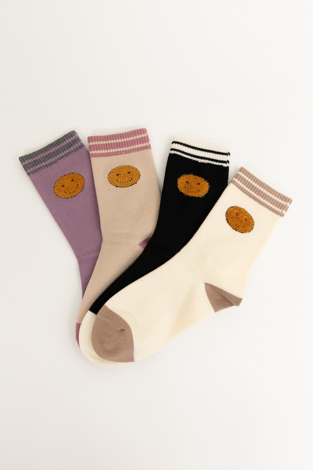 embroidered happy face socks