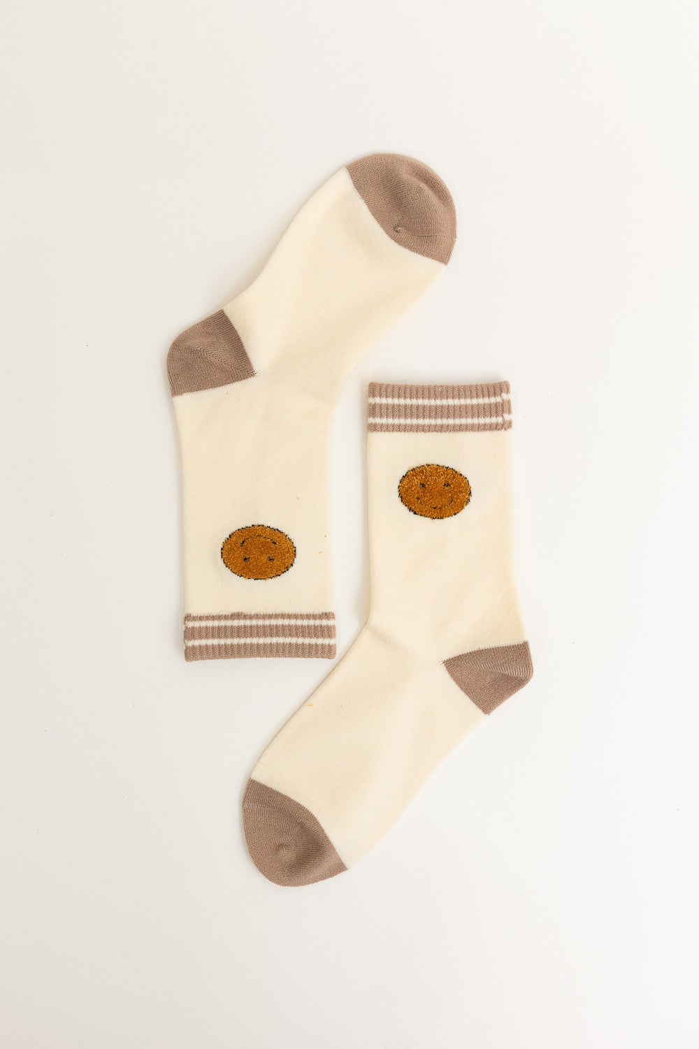 embroidered happy face socks