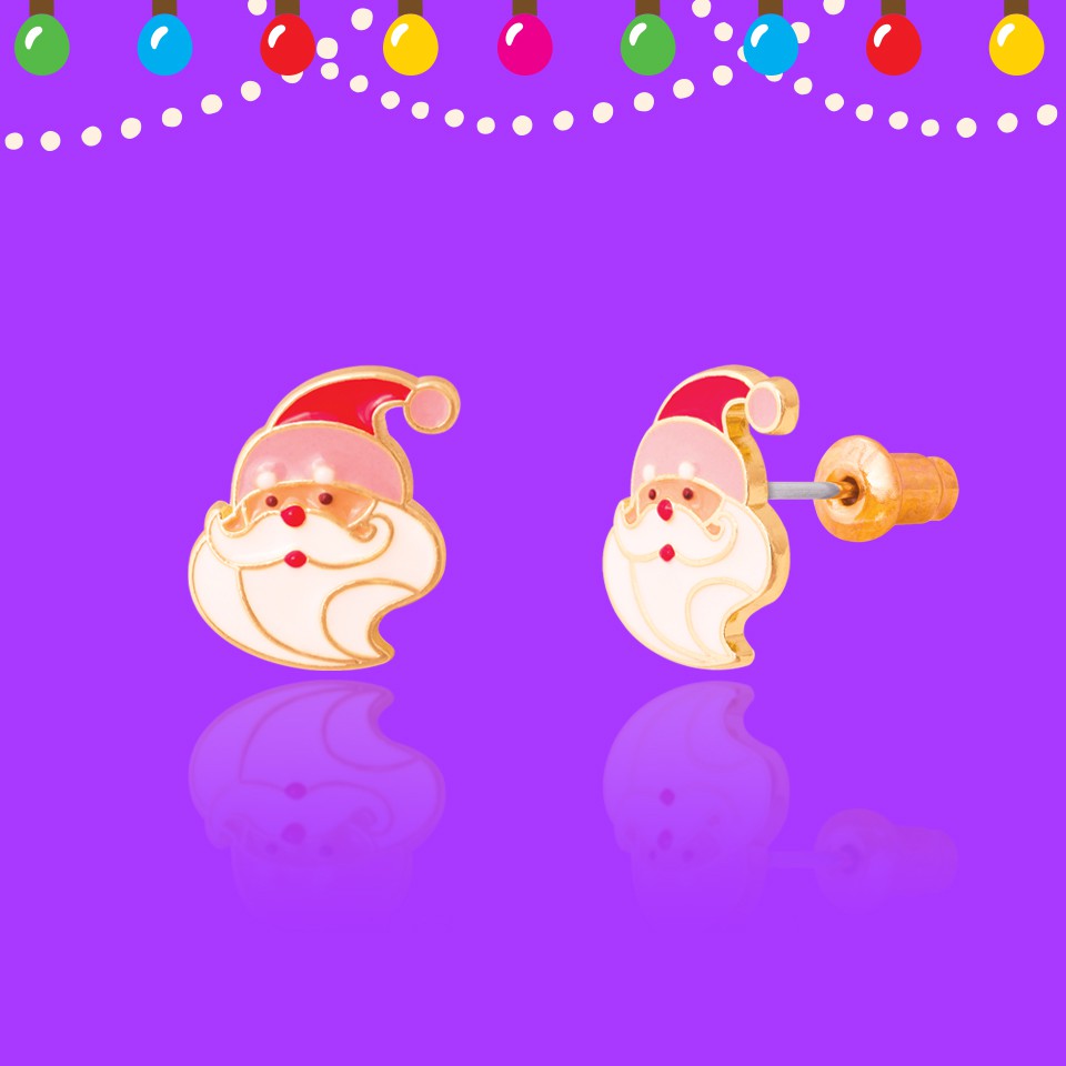 holly jolly santa stud earrings