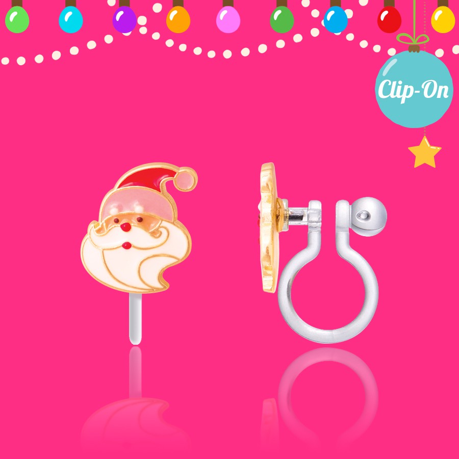 holly jolly santa clip on earrings