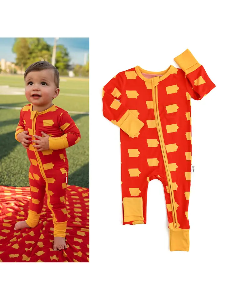 pajama sleepies iowa cardinal and gold