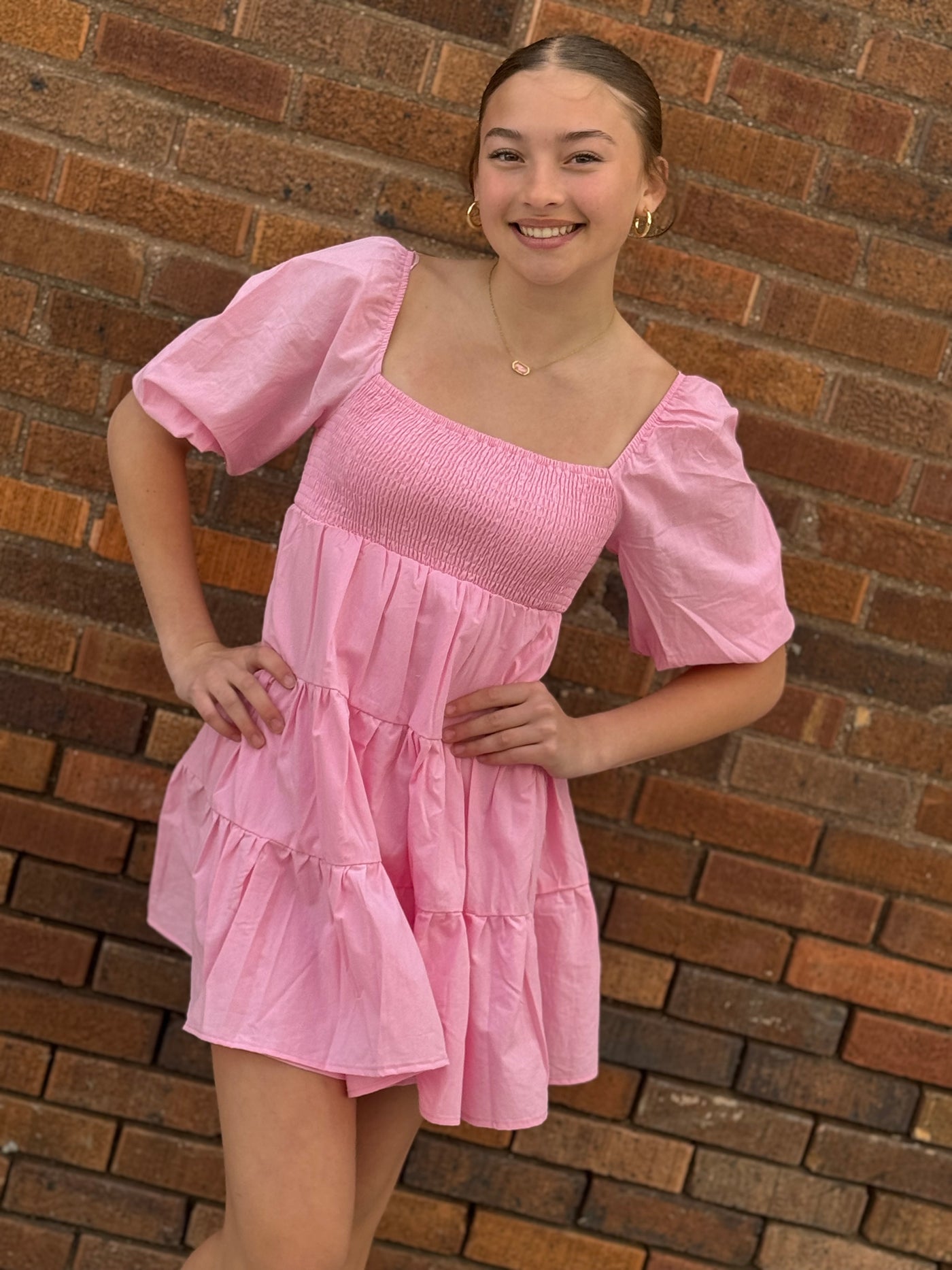 smocked pink dress