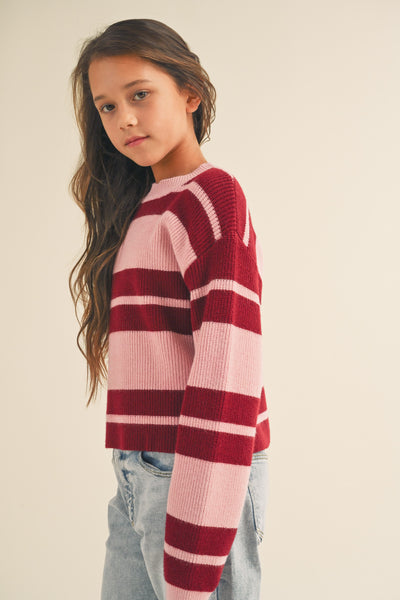 leena red and white stripe sweater