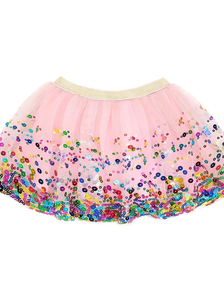 pink confetti sequin tutu dress up skirt
