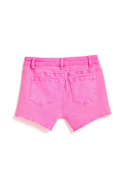 tractr girls brittany neon color fray hem shorts