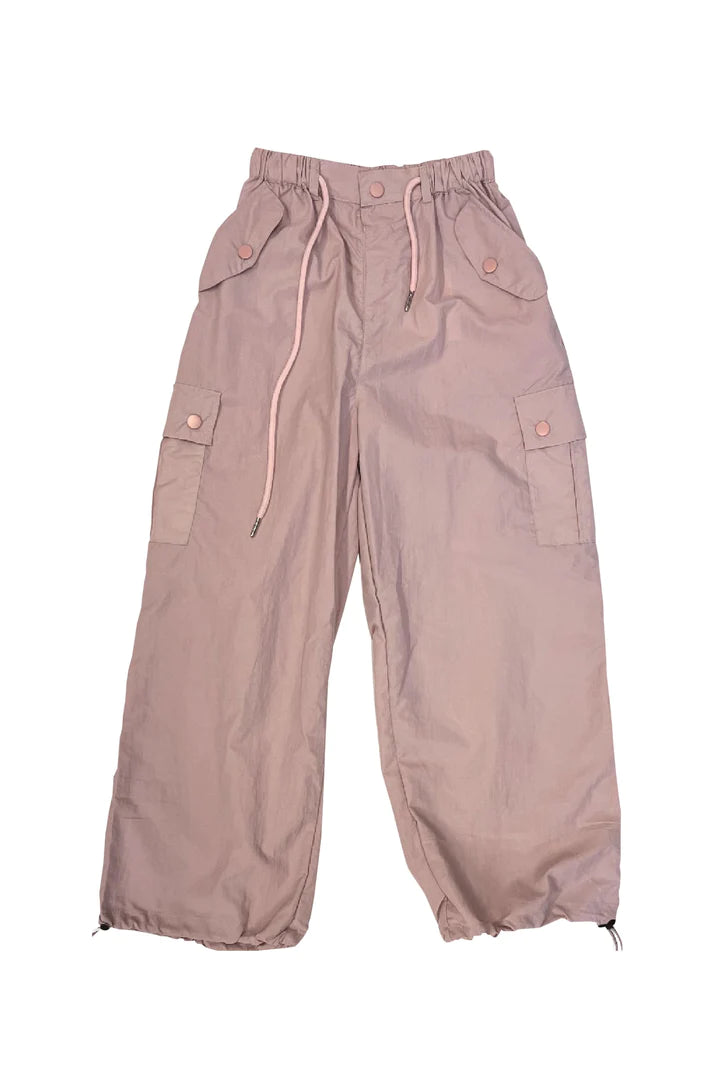 tractr girls dusty pink parachute pant