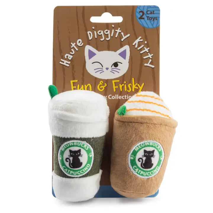 meowbucks 2 coffee cups organic catnip toys