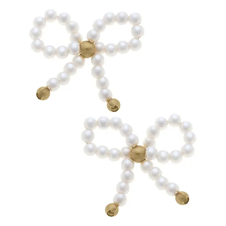 clementine pearl bow stud earring