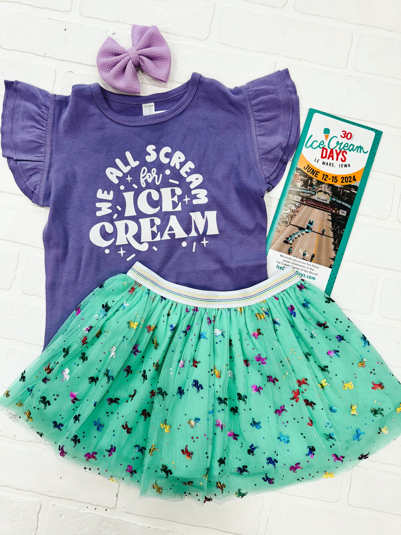 we all scream for ice cream girl ruffled top lavender