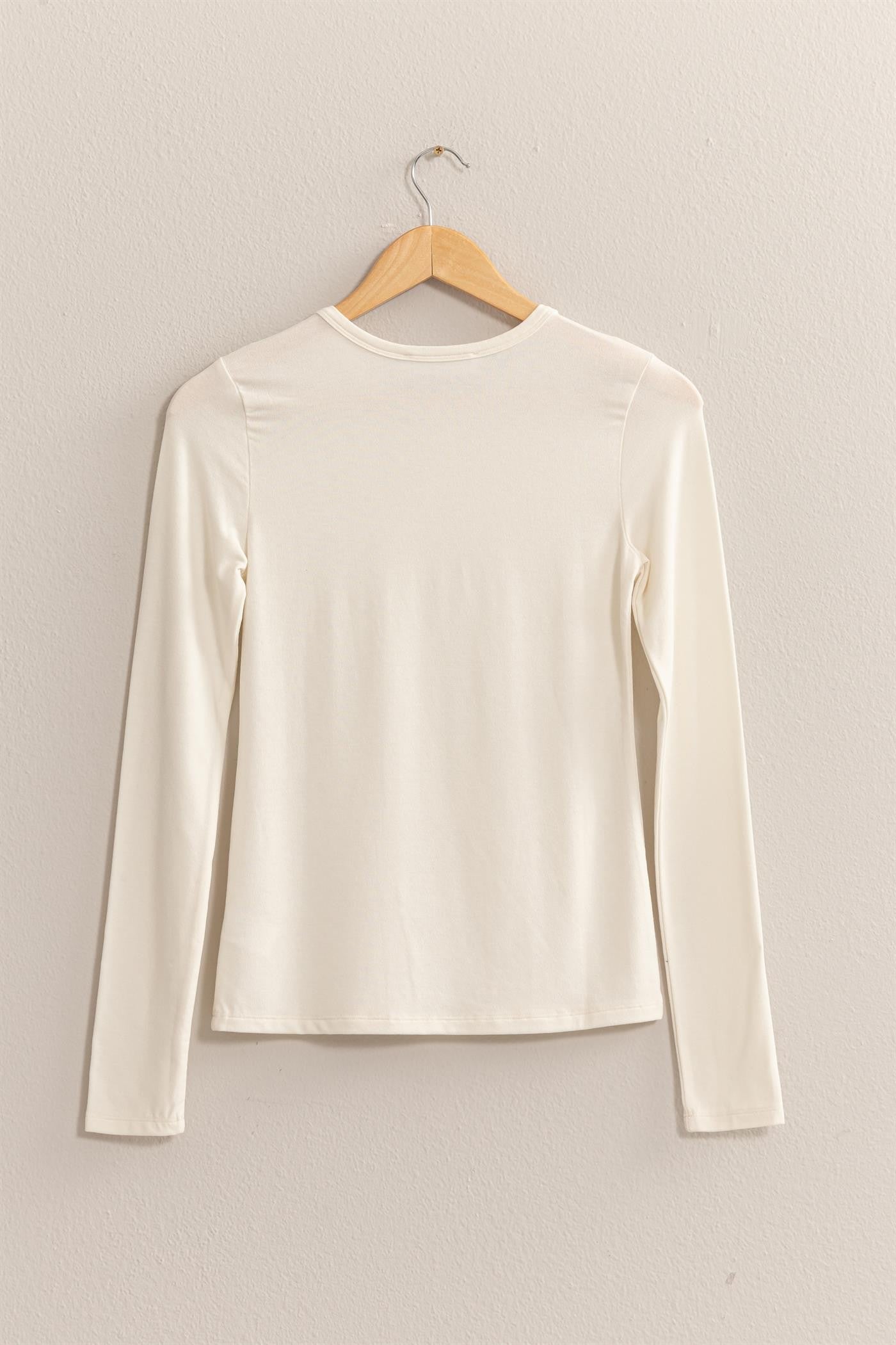 cream basic long sleeve crewneck top