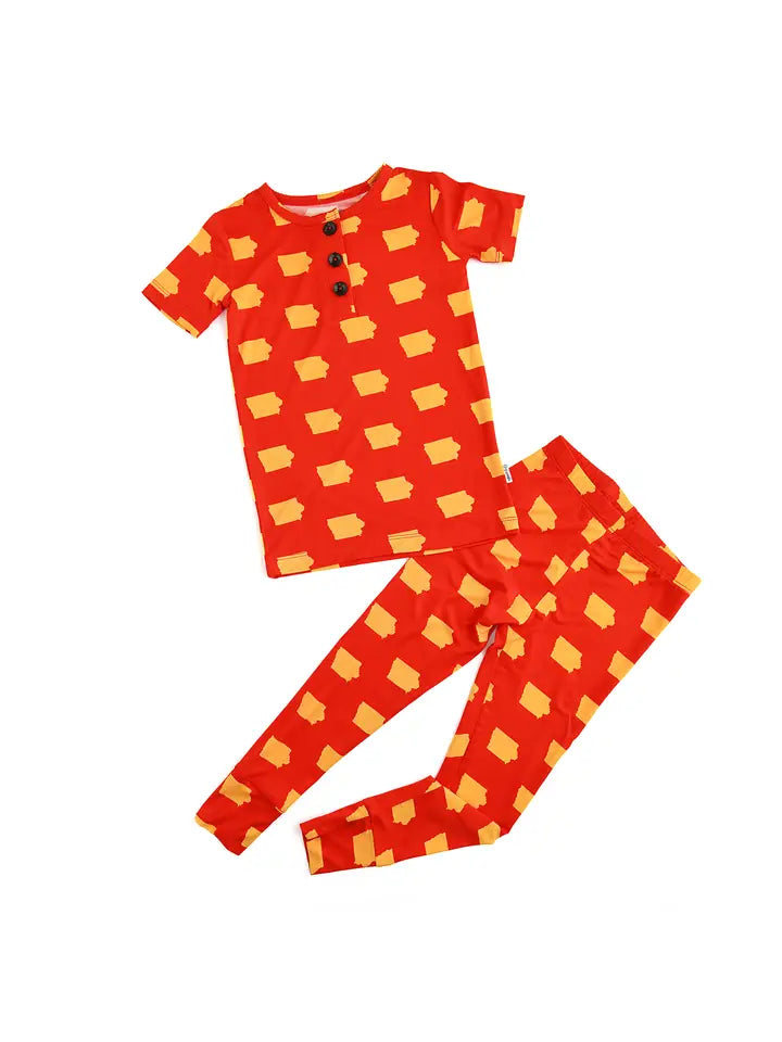 iowa cardinal and gold sleepies pajama set