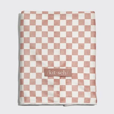 extra large hair towel wrap terracotta checker