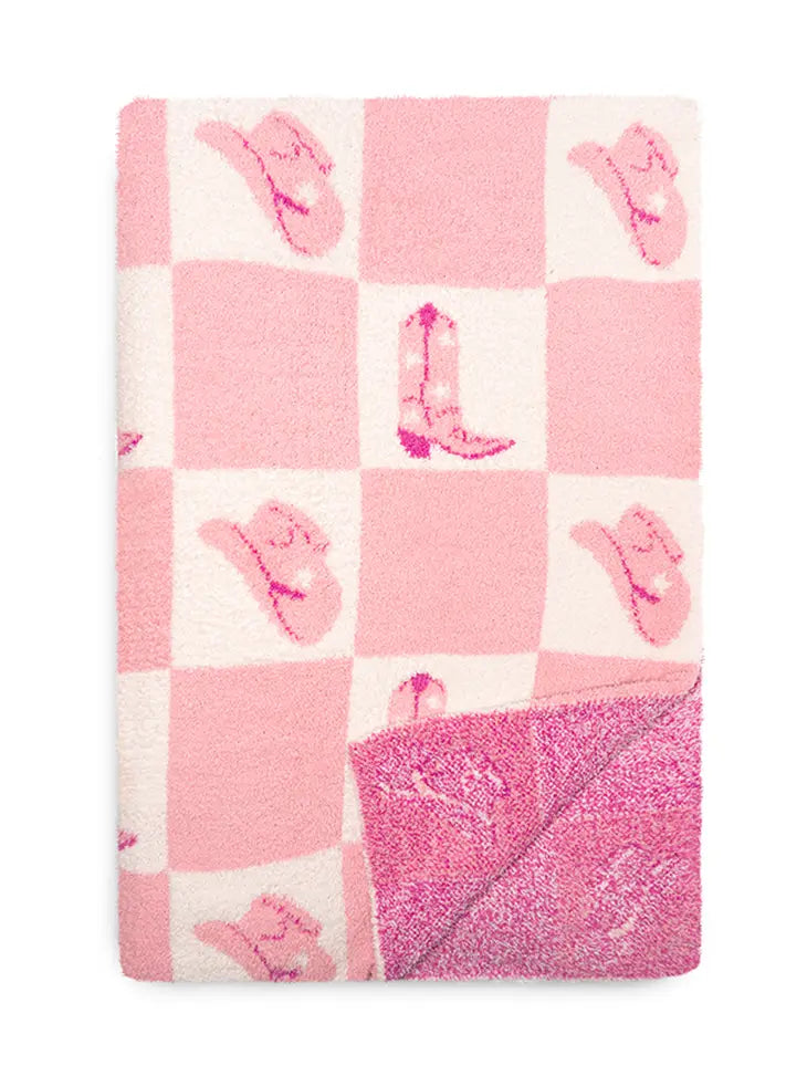 pink rodeo checker blanket
